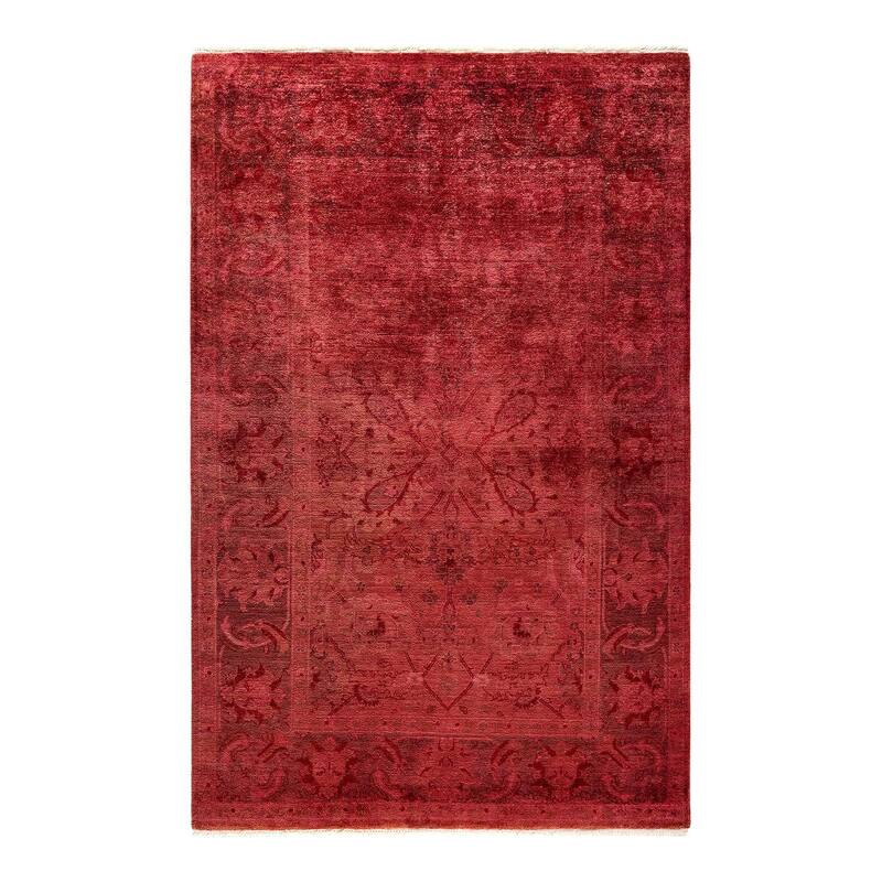 Vibrance, One-of-a-Kind Hand-Knotted Area Rug - Red, 4' 1" x 6' 4" - 4' 1" x 6' 4"
