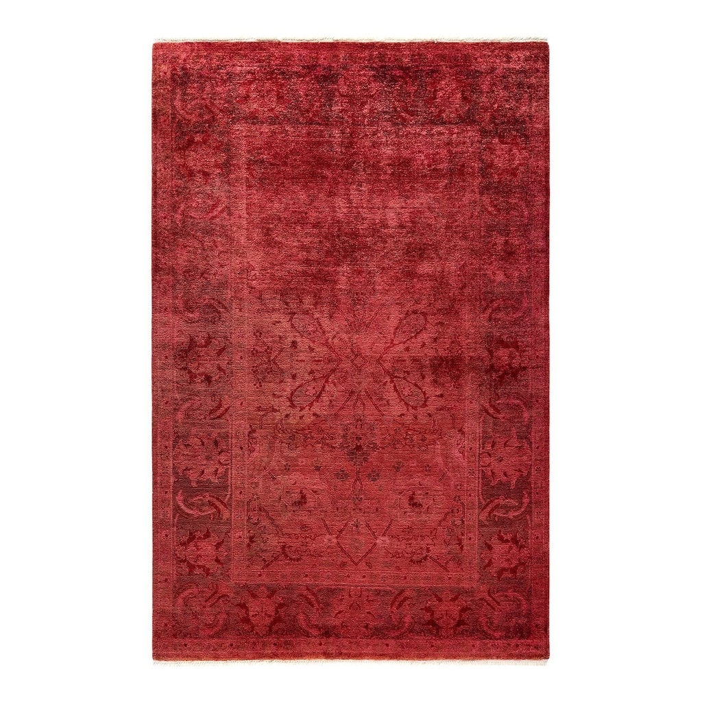 Vibrance, One-of-a-Kind Hand-Knotted Area Rug - Red, 4' 1" x 6' 4" - 4' 1" x 6' 4"