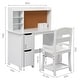 preview thumbnail 7 of 6, Wooden Study Desk and Chair Set for Kids,White Learning Table , Bulletin Board, and Cabinets , for Boys and Girls Ages 3-8