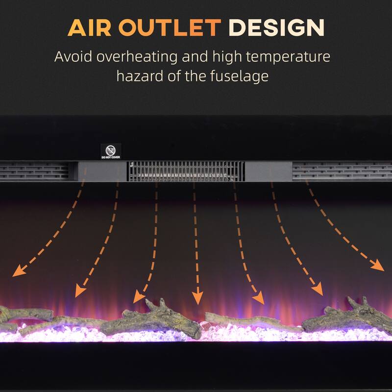 HOMCOM 36" Electric Fireplace Recessed and Wall Mounted with Remote Control, 1500W Fireplace Heater with 8H Timer