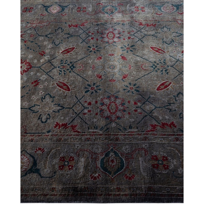 Overton Hand Knotted Wool Vintage Inspired Modern Contemporary Overdyed Gray Area Rug - 4' 1" x 6' 1"