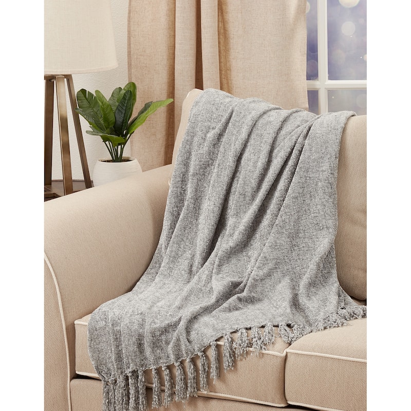 Fringe Design Chenille Throw Blanket