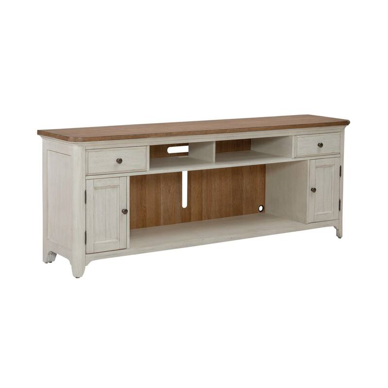 Liberty Furniture Farmhouse Reimagined Fireplace TV Entertainment Console 79" - Width 79" x Depth 18" x Height 30"