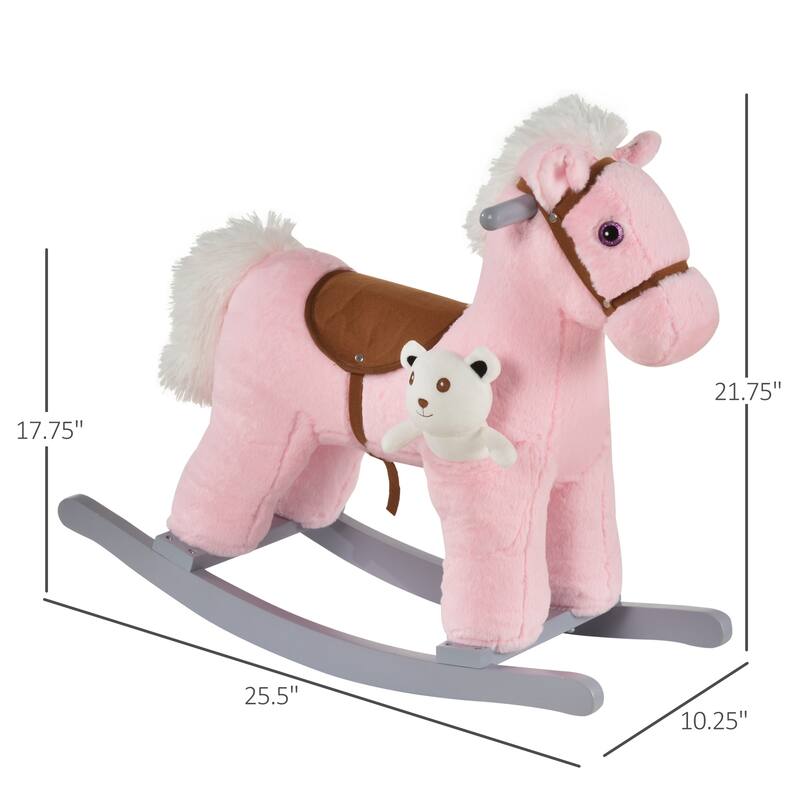 Kids Plush Rocking Horse with Authentic Neighing Sounds, Soft Body, and Developmental Benefits, for Toddlers 36 Months+