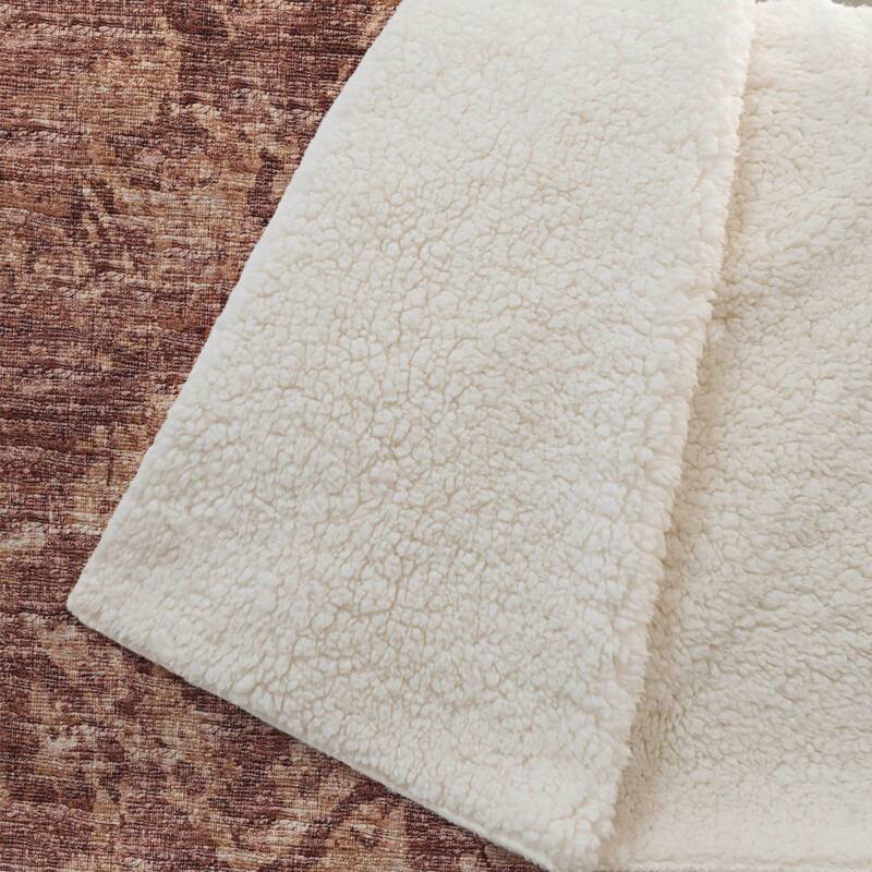 Premium Machine Washable ASB40 Vintage Global Sherpa Throw Blanket