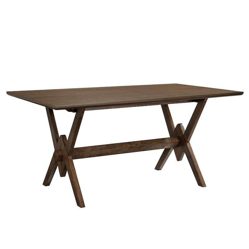 Christopher Knight Home - Vail Farmhouse Solid Wood Double V Dining Table - 63" Rectangular 6-Seater - Walnut