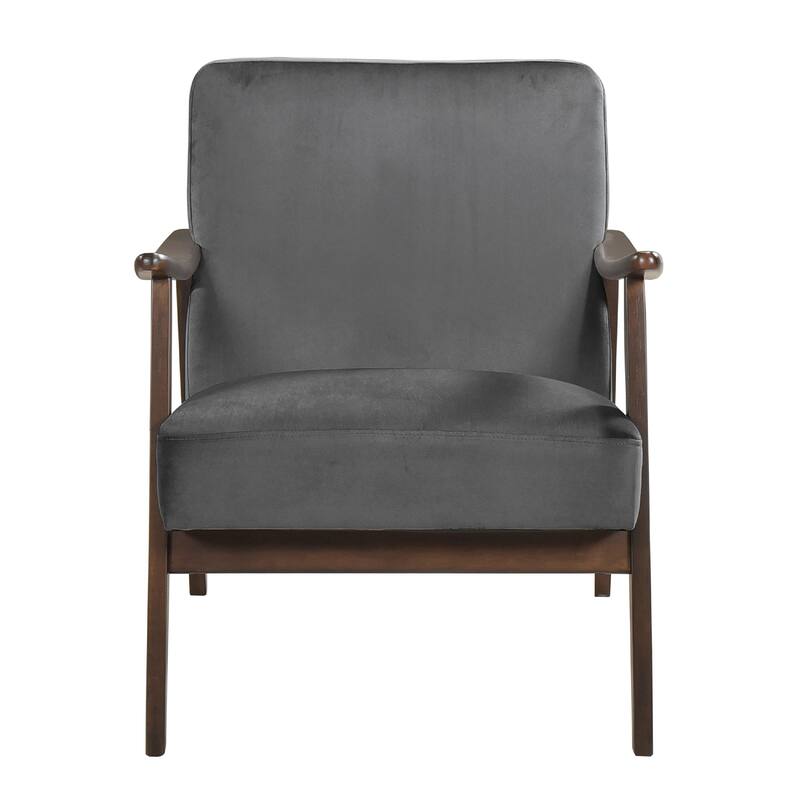 Vandie Accent Club Chair, Dark Gray Polyester, Solid Rubberwood Frame
