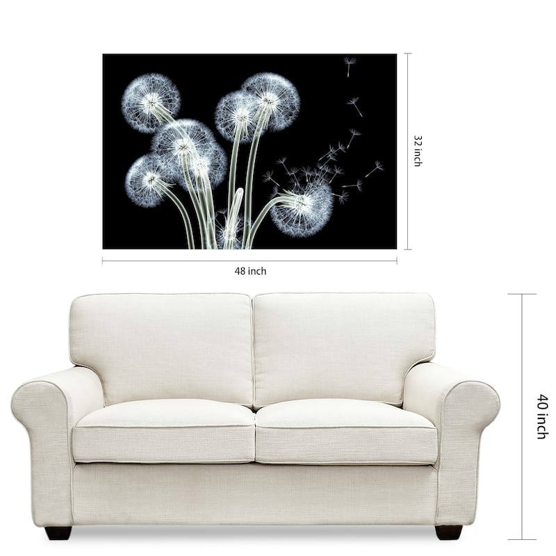 "Dancing Dandelions" Wall Art Printed on Tempered Glass