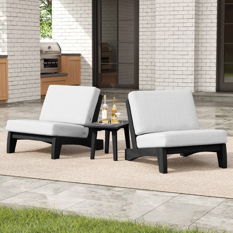 4 Set Outdoor Patio Teak Wood Club Chairs Loveseat with Cushion