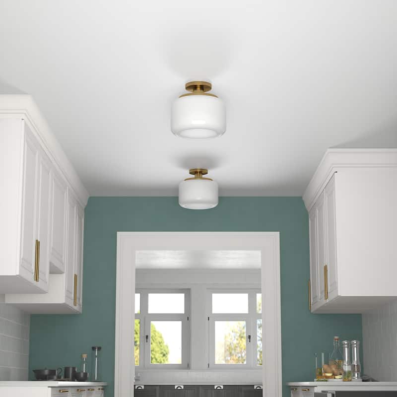 Tatum 11" Wide Semi Flush Mount with Glass Shade
