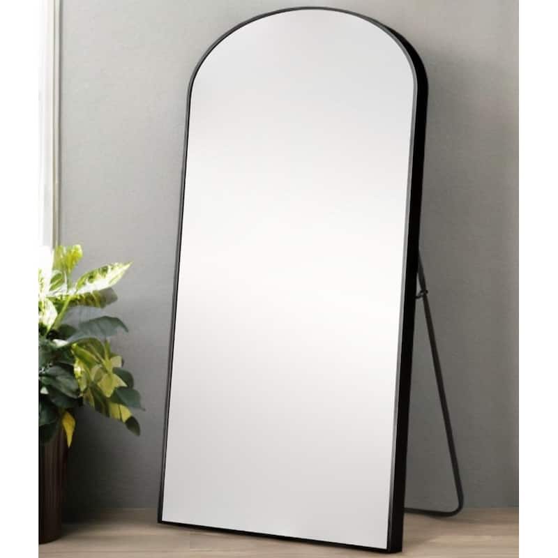 HomeRoots 71" Black Arch Metal Framed Freestanding Standing Mirror - 31.5" W x 1.18" D x 70.87" H - Black