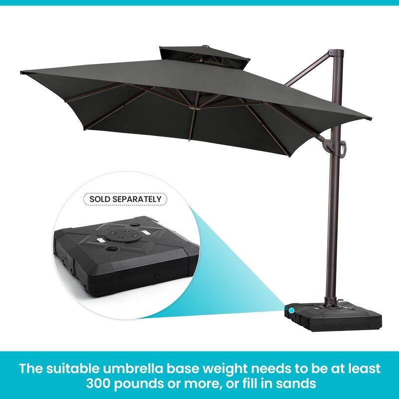Pellebant 10 X 13 Feet Outdoor Cantilever Umbrella with Base