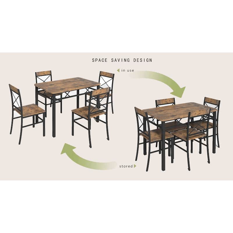 Dining Table Set for 4, Wood Kitchen Table with Chairs Dinning Table Set for Kitchen & Dining Room, Compact Dining Set