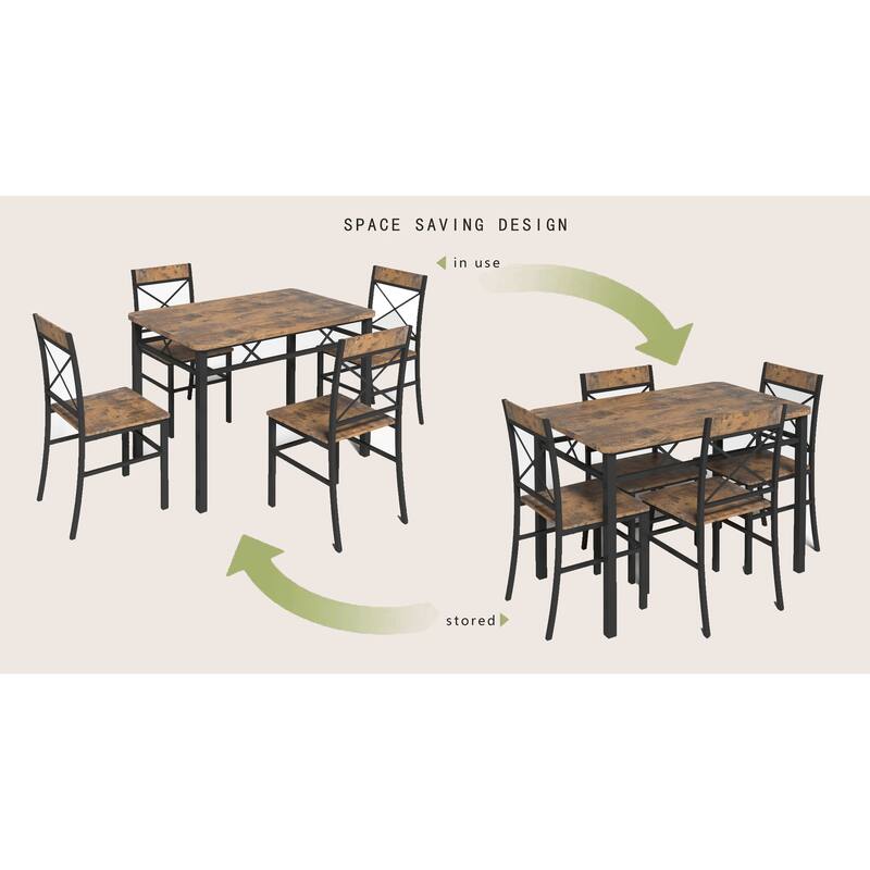 Dining Table Set for 4, Wood Kitchen Table with Chairs Dinning Table Set for Kitchen & Dining Room