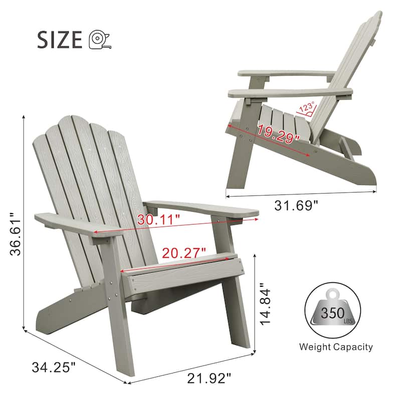 OVIOS Plastic Wood Adirondack Outdoor Patio Chair Set of 2