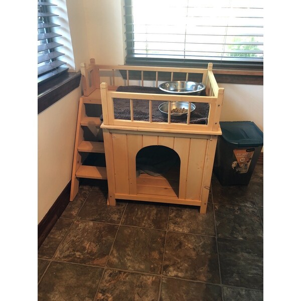 Top Product Reviews For Pawhut Two Story Indoor And Outdoor Wood Cat House Shelter 18041410 Overstock