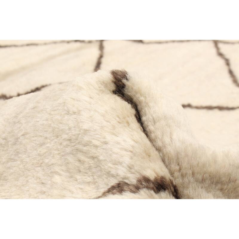 ECARPETGALLERY Hand-knotted Tangier Cream Wool Rug - 6'3 x 8'10