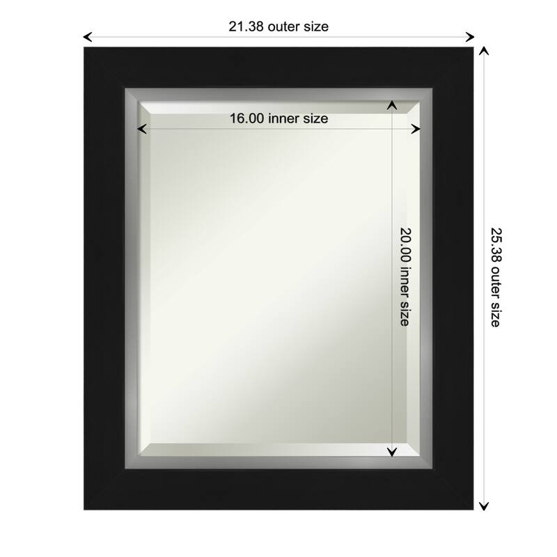 Beveled Wall Mirror - Eva Black Silver Frame - 21.5 x 25.5-inch - Eva Black Silver