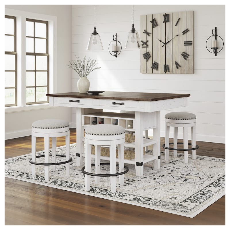 Signature Design by Ashley Valebeck White/Brown Counter Height Dining Table - 60" W x 40" D x 36.13" H