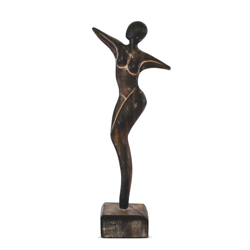 14" Wooden Handmade Abstract Tango Dancer Sculpture Statue Handcrafted Gift Art Decorative Home Decor Figurine