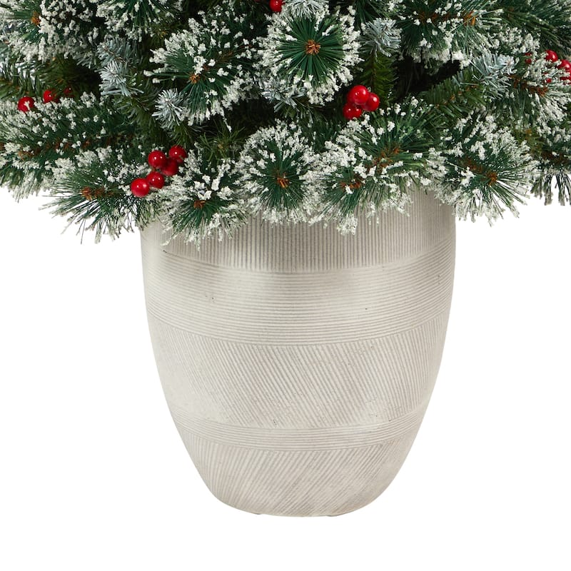 50" Artificial Christmas Tree with 100 LED in White Planter