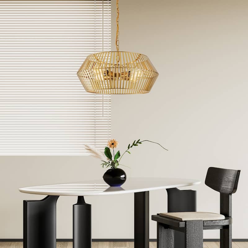 1/4- Light Dimmable Geometric Pendant with Metal Shade