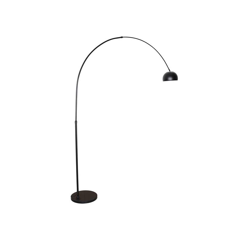 Floor Lamp with Black Marble Base and Metal Lamp Shade Arco Collection - 76"