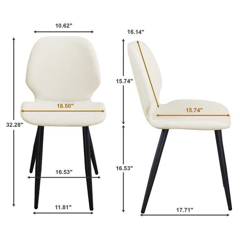 White Leather Dining Chair Set of 6 Side Chair Vanity Chair Reception Chair Accent Chair with Metal Legs