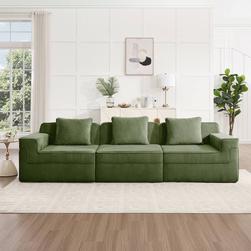 GDFStudio - Modular 3-Seater 117.3" Corduroy Boneless Cloud Sofa
