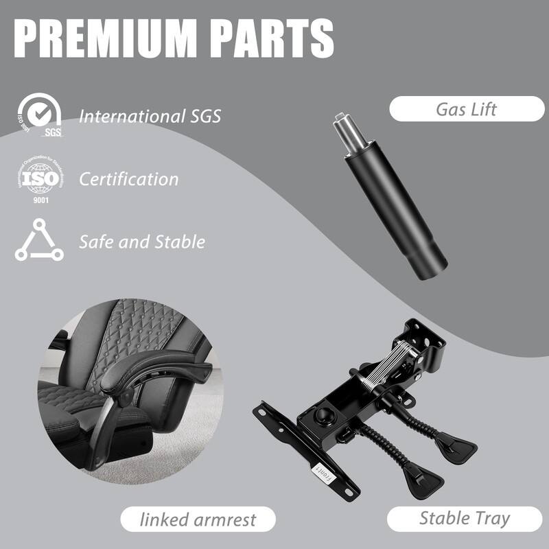 BOSSIN 400lbs Big & Tall Office Chair, Reclining Executive Chair with Footrest, Adjustable Headrest, PU Leather High Back,