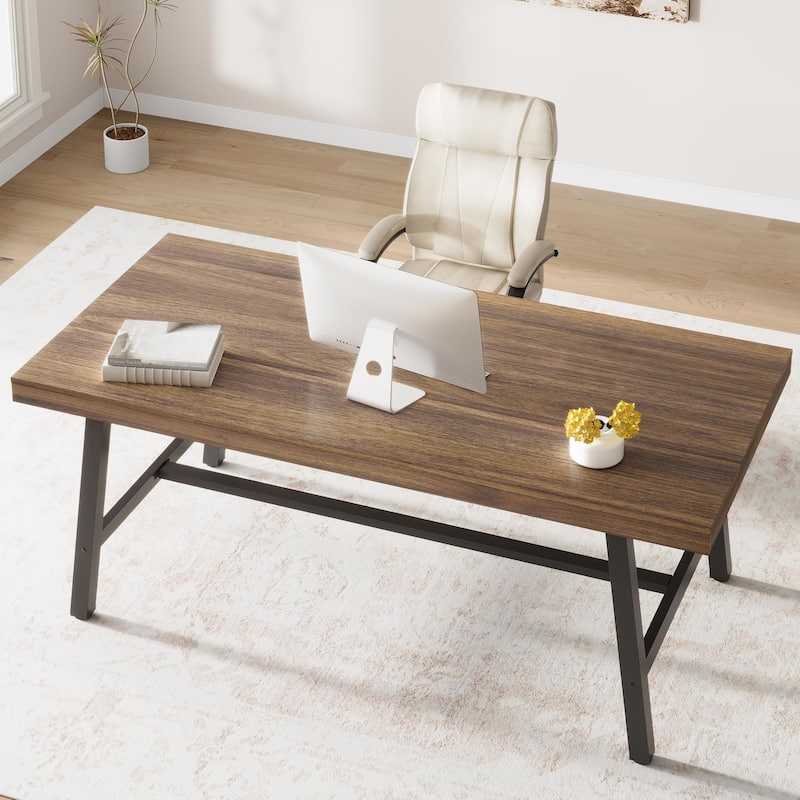 Extra Long Dining Table and Office Desk, Industrial Modern Study Table - Brown