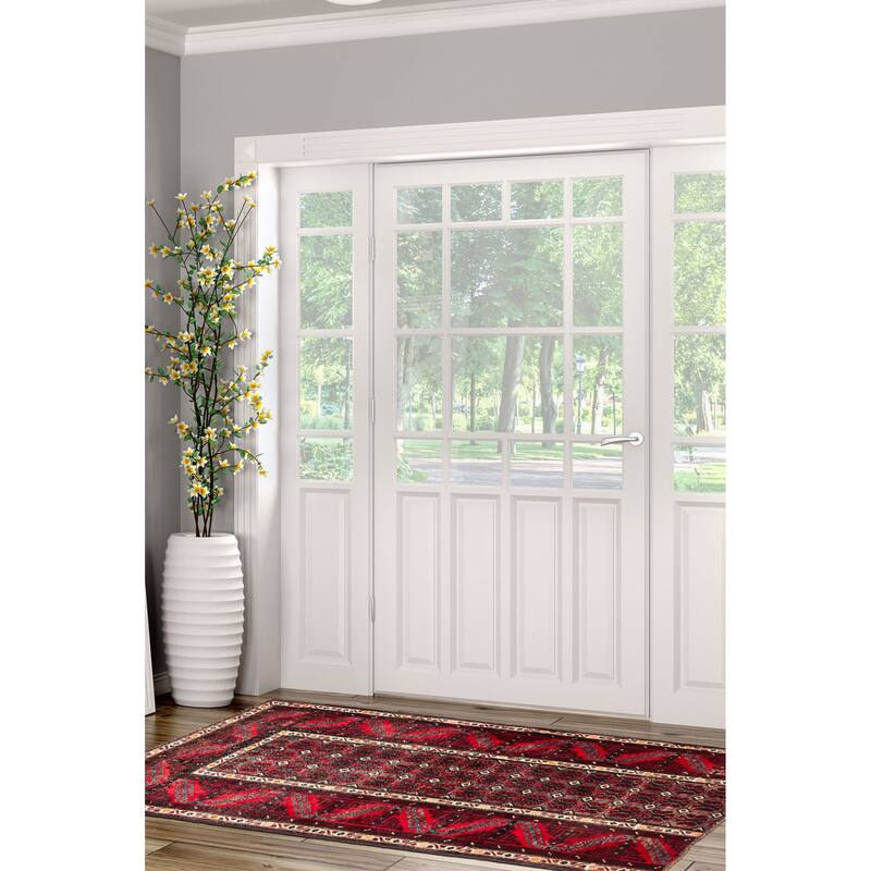 ECARPETGALLERY Hand-knotted Baluch Dark Grey Wool Rug - 3'7 x 5'5