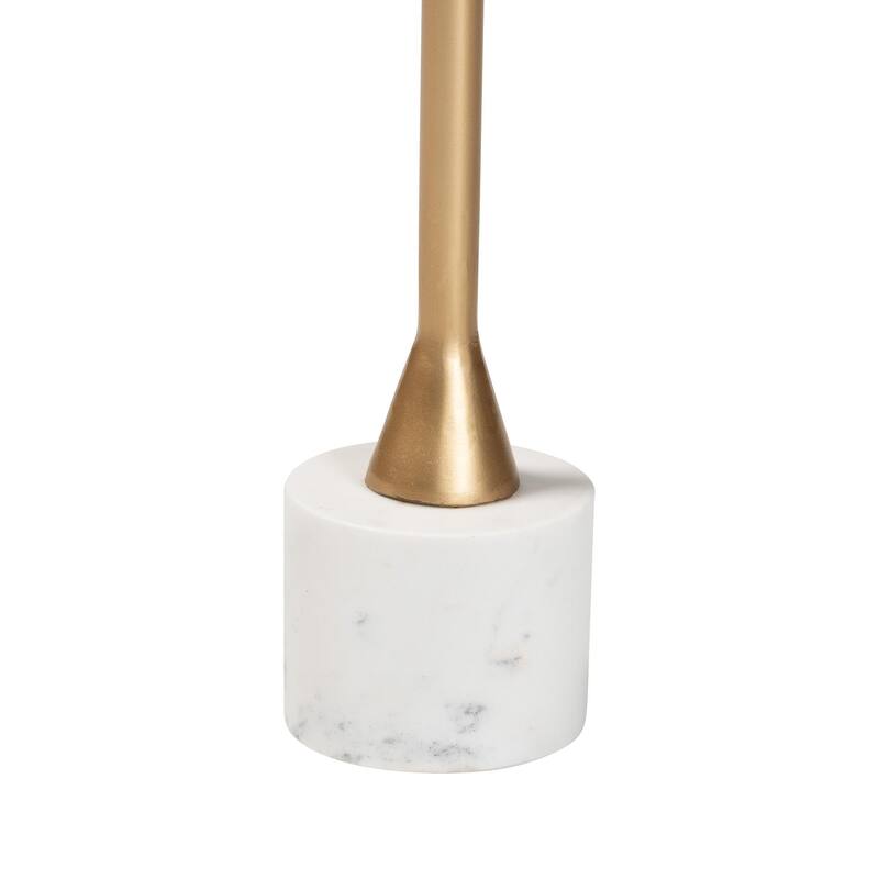 Janaki Drink Table with Marble Base - Compact Pedestal Accent Table with Tray Top for Living Room or Sofa Side