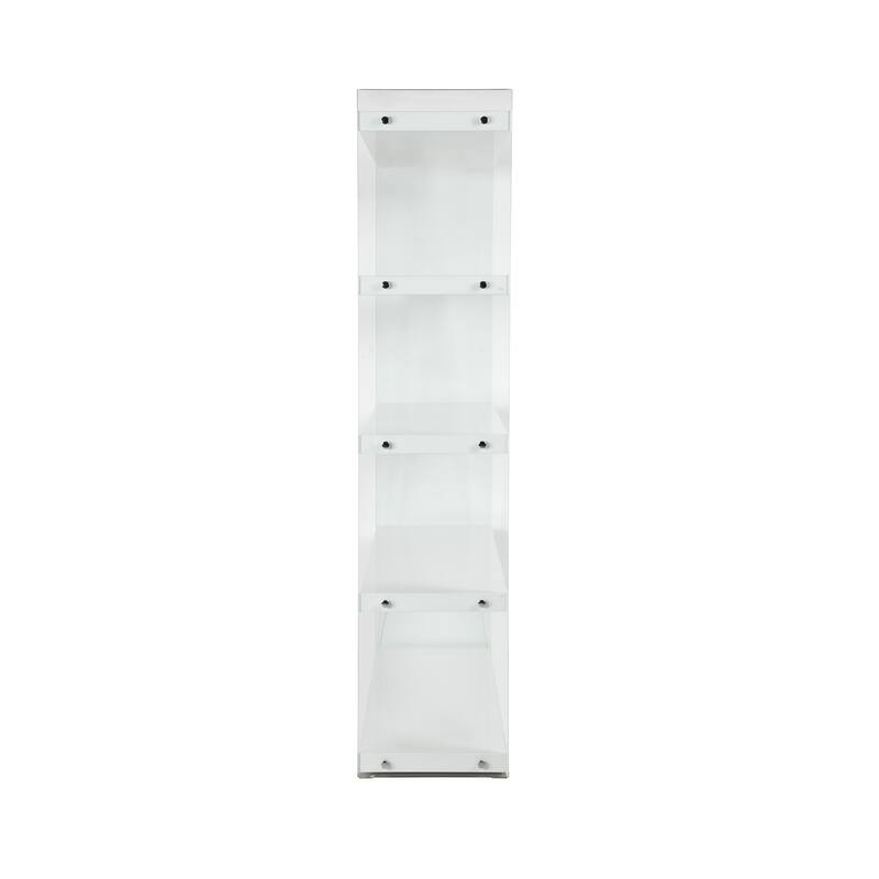 Somette Contemporary Gloss White & Glass Book Case - 47.24"W x 15.75"D x 70.87"H