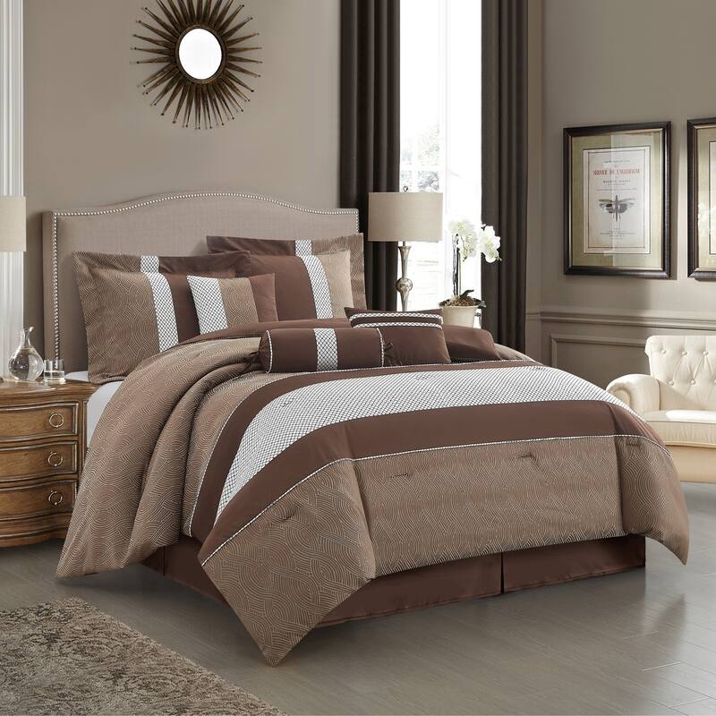 Nanshing Ester Red and Black 7-Piece Comforter Set