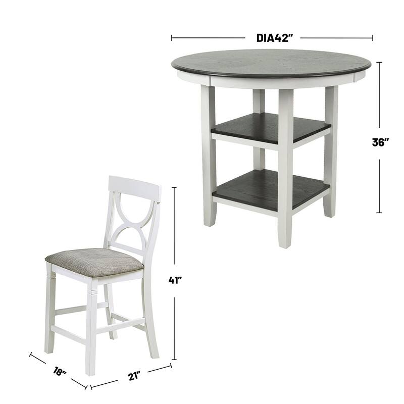 5 Piece Counter Height Dining Set with 2 Open Shelves