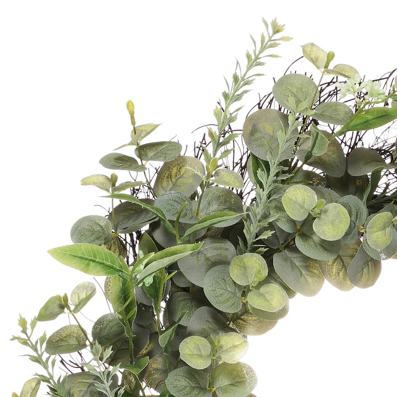 24" Artificial Eucalyptus Spring Wreath With Green Leaves
