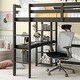 preview thumbnail 24 of 28, Full Size Loft Bed with Build-in Study Desk and Shelf, Solid Color