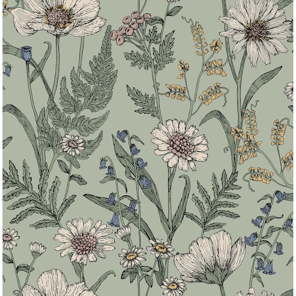 Spring Meadow Green Peel and Stick Wallpaper