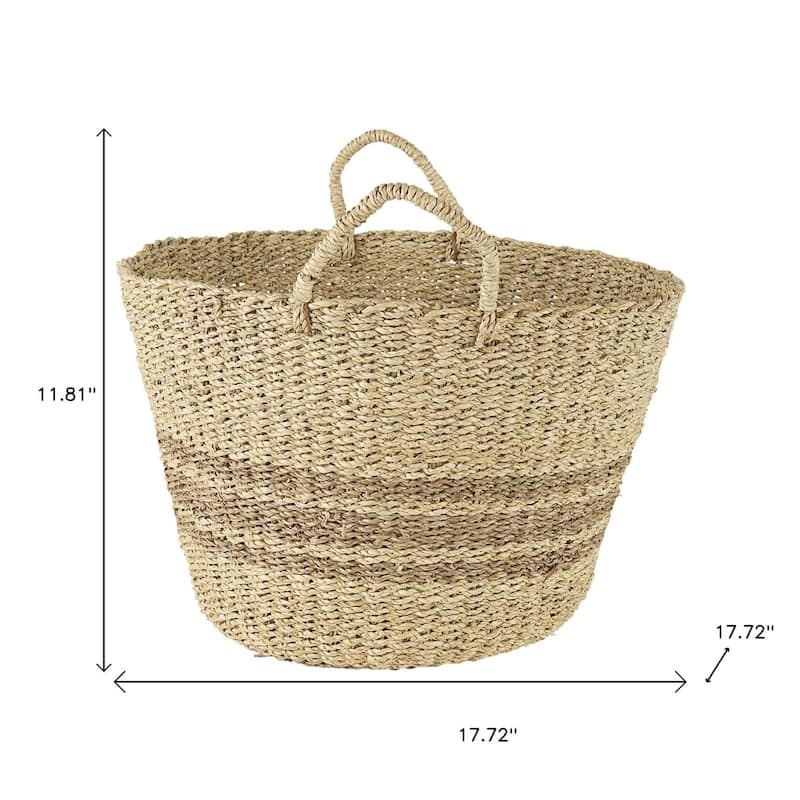 HomeRoots Set of Two Brown Wicker Basket - 17.7165" W x 17.7165" D x 11.811" H