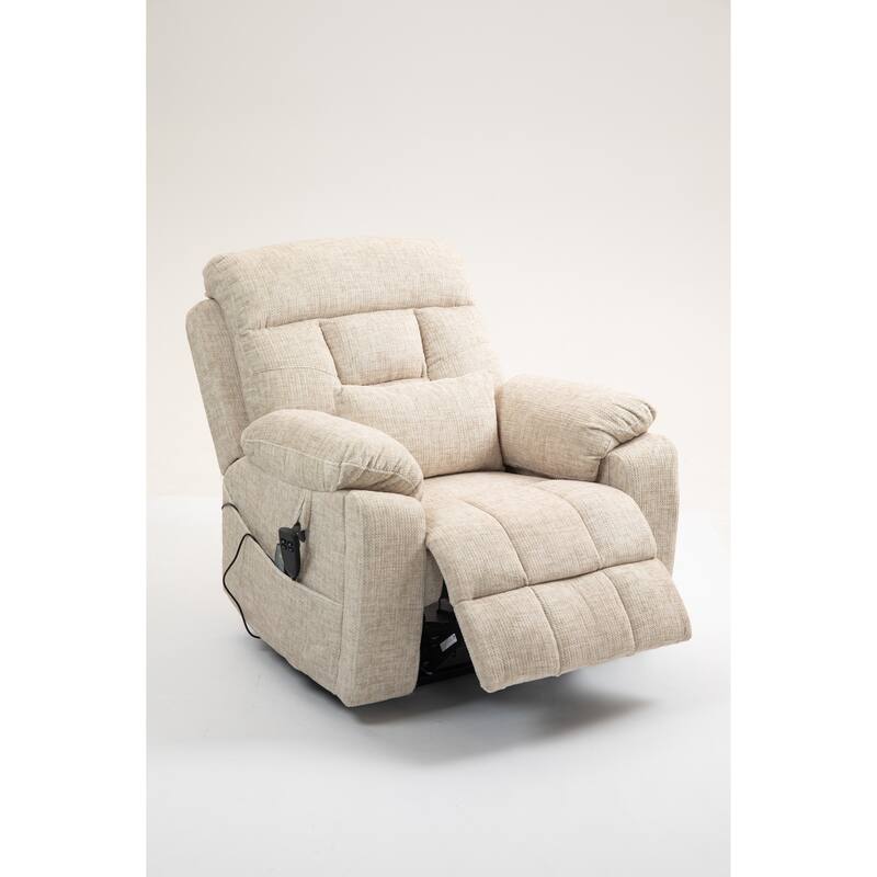 Velvet Oversized Power Lift Recliner Chair, 180° Flat with Massage