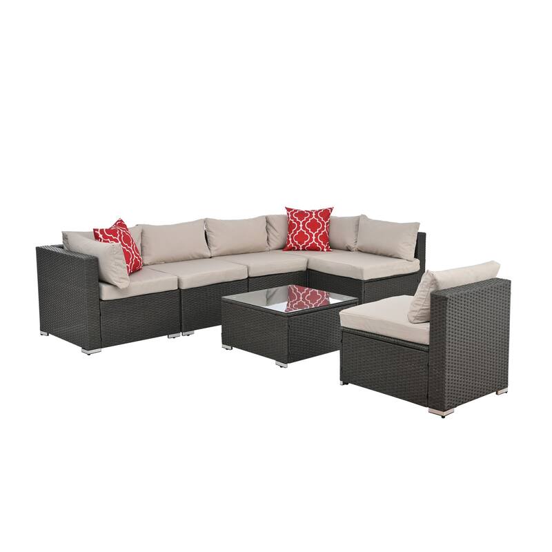 Outdoor Wicker Weaving Conversation Combo Set of 7