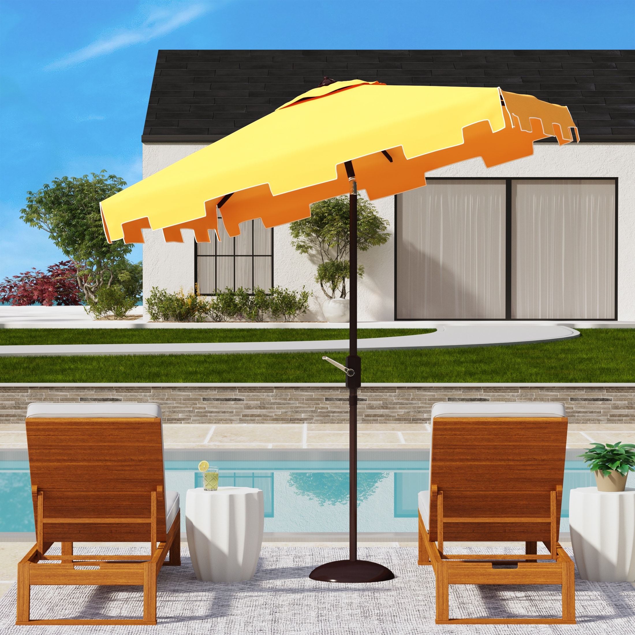 68 patio umbrella replacement ribs Abba 9FT Lyon Outdoor Patio Cover w/ 8 Sturdy Ribs, Dark Green, Size: 9' Strider Color:WHT LIME This Replacement Umbrella Canopy BABOOM 9-ft Steel Tan
