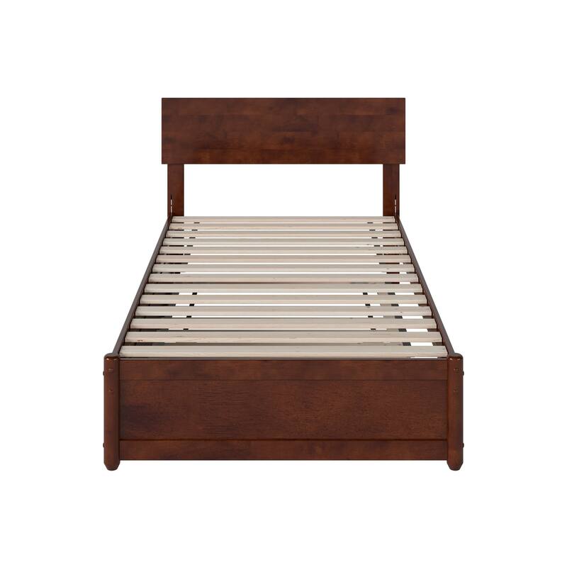 Wesley Platform Bed with Panel Footboard and Twin Trundle