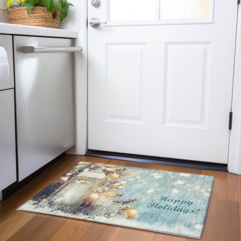Premium Washable Super Soft Happy Holidays Mayfield Rug - Multi - 1' 8" x 2' 6" - Rectangle