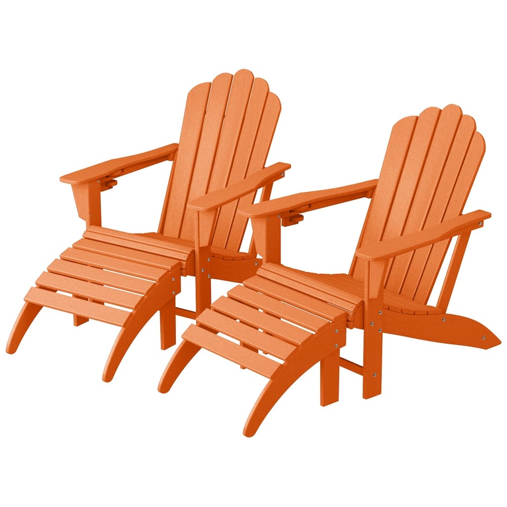 Aderson Outdoor Poly Adirondack Chair with Ottoman 4-Piece Set