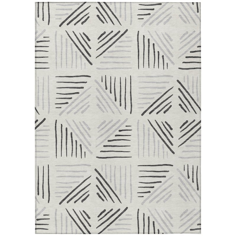 Machine Washable Indoor/ Outdoor Geo Dia Chantille Rug