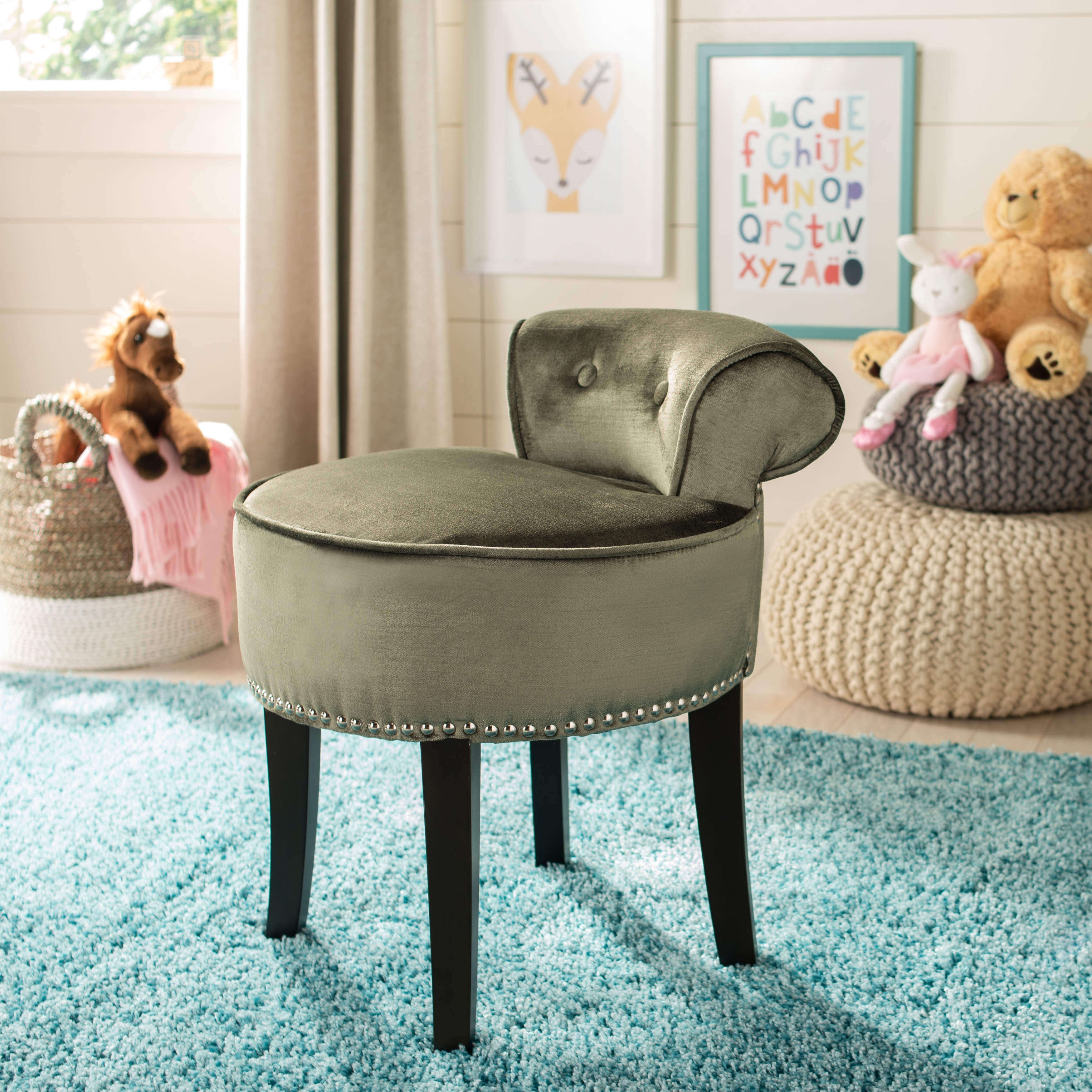 Light blue best sale vanity chair