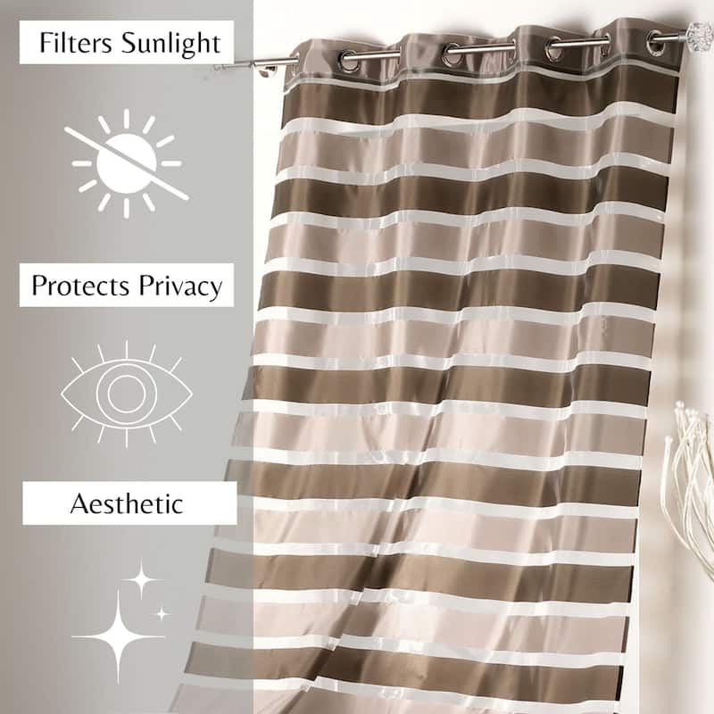 Striped Sheer Extra Wide Window Curtain Panel - Light-Filtering Drape for Modern Home Decor
