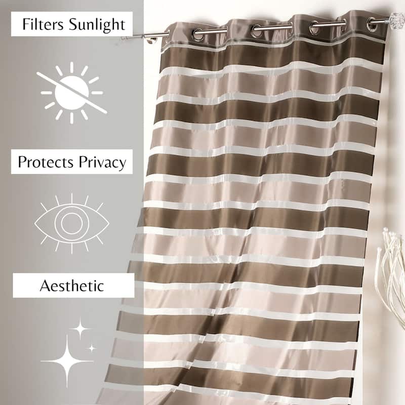 Striped Sheer Curtain Panel - Light-Filtering Drape for Modern Home ...